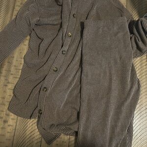 Brown Striped Button-Up Shirt